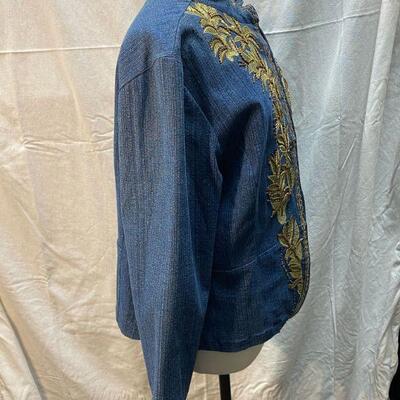 Spiegel Stretch Denim Jacket w/ Embroidered Design Size XL YD#020-1220-02010