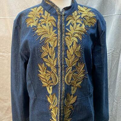 Spiegel Stretch Denim Jacket w/ Embroidered Design Size XL YD#020-1220-02010