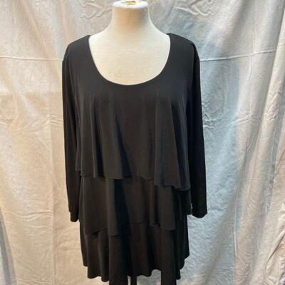 Black Faux Layer Tunic Top Blouse by Susan Graver Size XL YD#020-1220-02030
