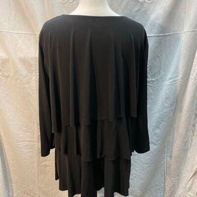 Black Faux Layer Tunic Top Blouse by Susan Graver Size XL YD#020-1220-02030