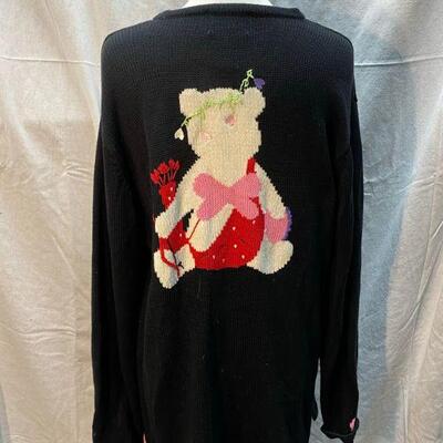 The Quacker Factory Valentines Cupid Bear Sweater Size L YD#020-1220-02033
