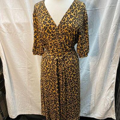Suzanne Somers Leopard Print Wrap Dress Size 1X YD#020-1220-02035