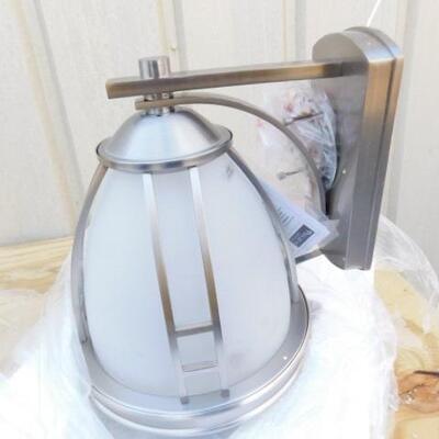 Contemporary Brushed Nickel Finish Outdoor Wall Lantern 16