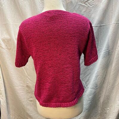 Norm Thompson Fuchsia Short Sleeve Sweater Blouse Size Large YD#020-1220-02039