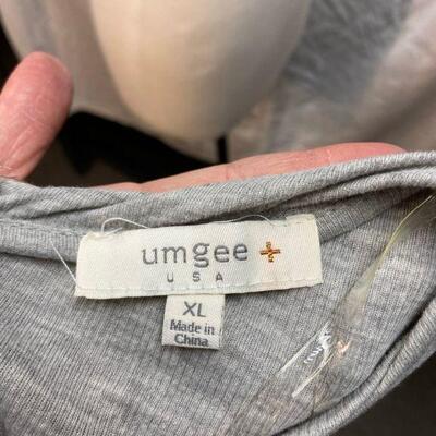 Umgee Light Heather Grey Ruffle & Lace Open Back Bell Cuff Tunic Size XL YD#020-1220-02040