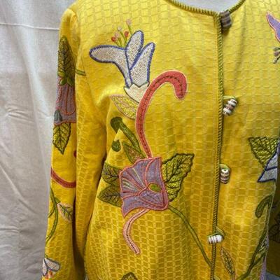 Bright Yellow Flower Embroidered Jacket No Tags YD#020-1220-02045