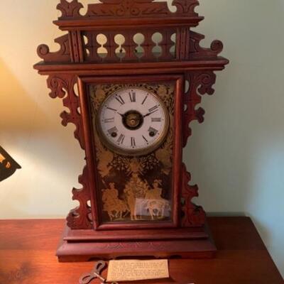 C633 Antique Victorian Mantle clock by E, N. Welsh Co. 
