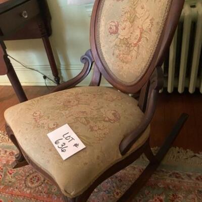 C636 Antique Victorian Needlepoint Style rocking chair