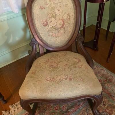 C636 Antique Victorian Needlepoint Style rocking chair