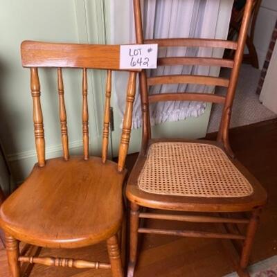 C642 Pair of Vintage Wooden Rocking Chairs 