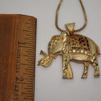 Gold Tone Lucky Elephant Necklace 