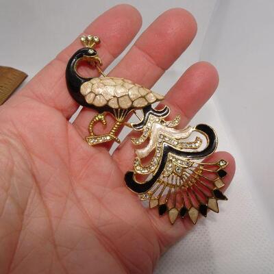 Vintage Enamel Peacock Pendant Brooch, Insect Jewelry 
