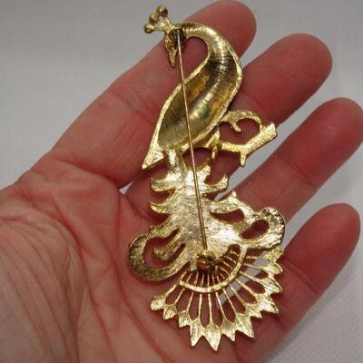 Vintage Enamel Peacock Pendant Brooch, Insect Jewelry 