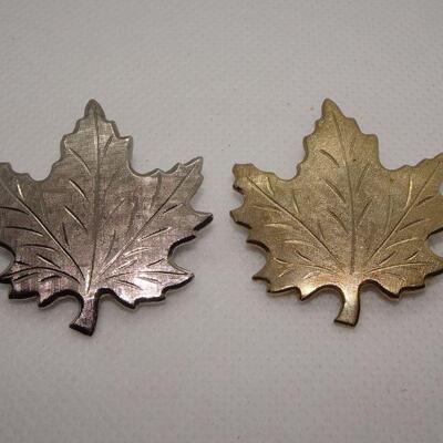 Gold & Silver Tone Maple Leaf Pins - Fall Leaves 