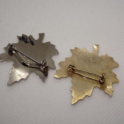 Gold & Silver Tone Maple Leaf Pins - Fall Leaves 