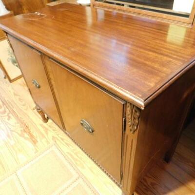 Vintage Solid Wood Double Door Mini Sideboard or Dry Bar Cabinet 36