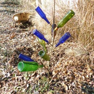 Bottle Tree Includes Wrought Iron Branch Base 42