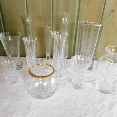 Impressive Cut and Clear Crystal and Glass Vases Various Sizes
