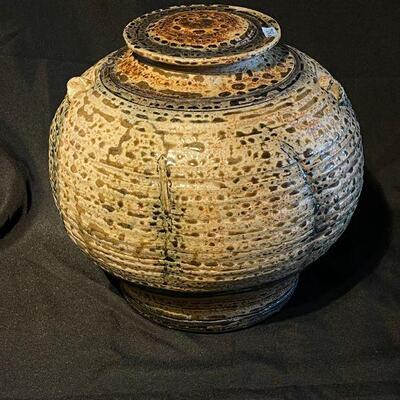 Dan Gauthier Lidded Ceramic Pot  Salt fired and glazed studio ceramic