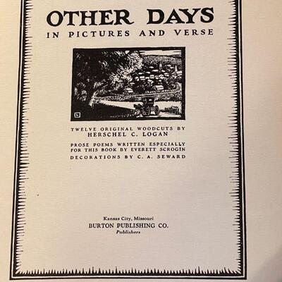  OTHER DAYS Book Illustrated by Herschel Logan (1901-1987) 1928