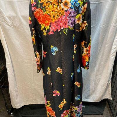 Bright Floral Asian Inspired Trench Coat Formal Jacket by Jing Han Size XXXL **Read Description Regarding Size** YD#020-1220-02054