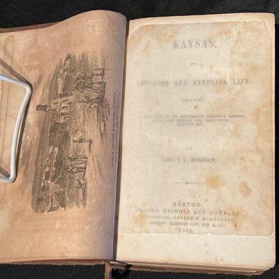KANSAS Interior and Exterior Life Sara Robinson First Ed 1856