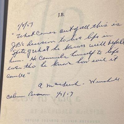 "J.B." Archibald Macleish Signed 1958 Edition