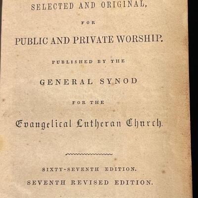 â€œHYMNS  For Public and Private Worshipâ€ General Synod for the Evangelical Lutheran Church 1853 
