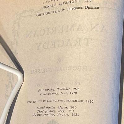â€œAn American Tragedyâ€ Horace Liveright Inc. Fourth Printing 1931