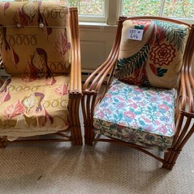 I646 Two Vintage Heywood Wakefield Bamboo Chairs 