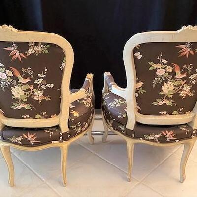 LOT#16LR: Pair of Provincial Chairs #1 & 2 Footstools