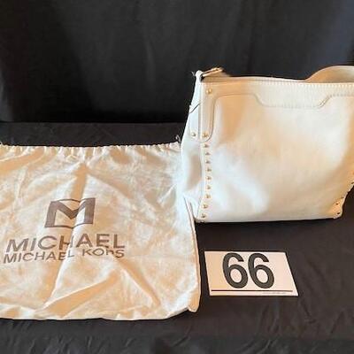 LOT#66LR: Studded White Leather Michael Kors Purse
