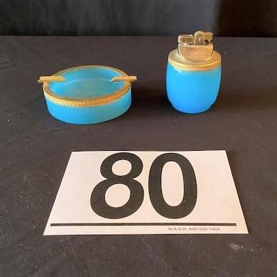 LOT#80LR: Opaline Smoking Set