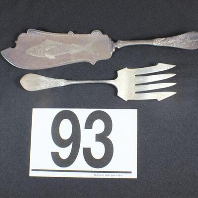 LOT#93J: Marked Derby Silver 2 Piece Fish Service