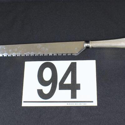 LOT#94J: Cake Knife w/ Marked Sterling Handle