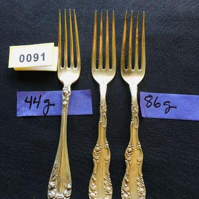Three Matching Sterling Silver Fork Set 44g