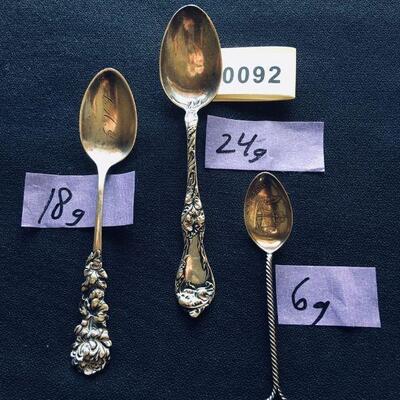 Lot of Three Different Sterling Silver Spoons 