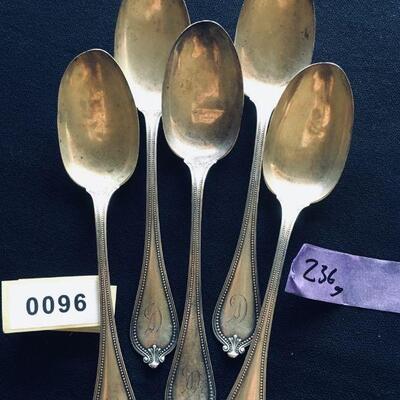 Five Large Antique Sterling Silver Spoons 236g