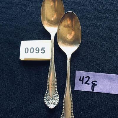 Pair Sterling Silver Spoons 42g