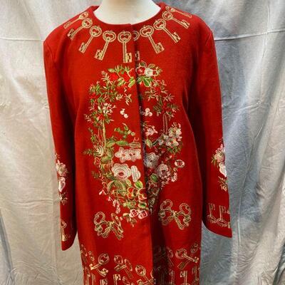 Bright Red Formal Embroidered Coat NWT Size XXXL **read description on size** YD#020-1220-02058