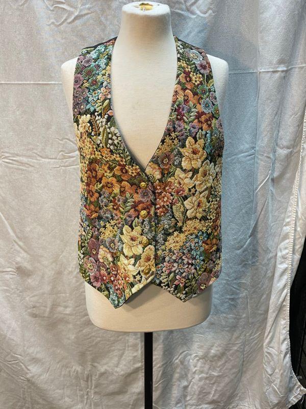 Vintage Jennie Vaughn Designs Floral Tapestry Needlepoint Vest Size XL ...