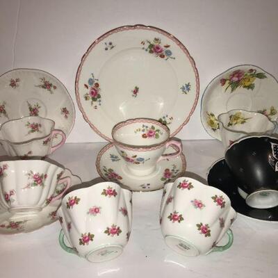 Large lot of Shelley tea cups England