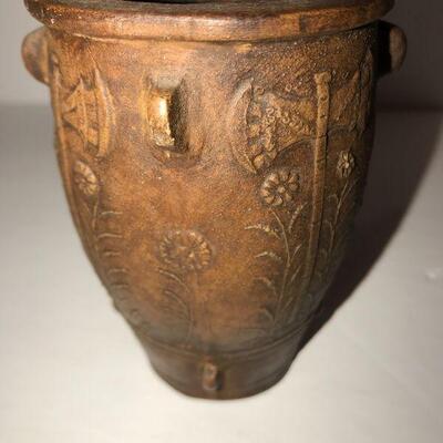 Clay Native American Symbols Vase / Urn 