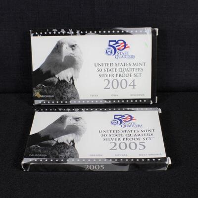 LOT#101J: 2004 & 2005 Silver Proof State Quarters