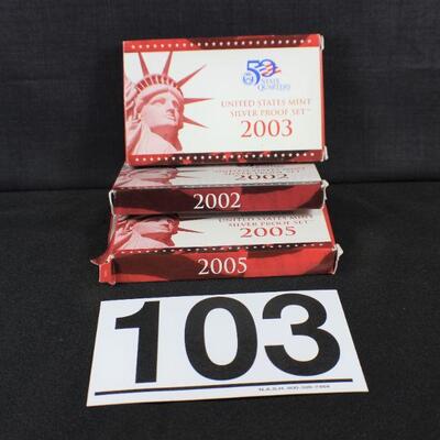 LOT#103J: 2003 & 2005 Silver Proof Sets