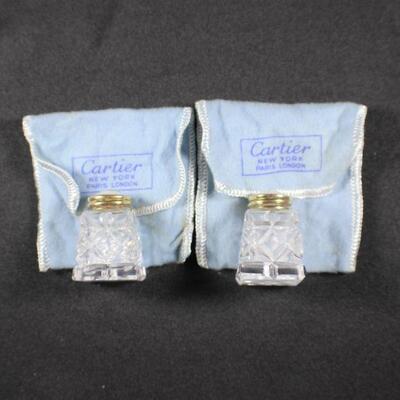 LOT#122J: Vintage Cartier Marked Sterling/Norway Enameled Salt & Pepper