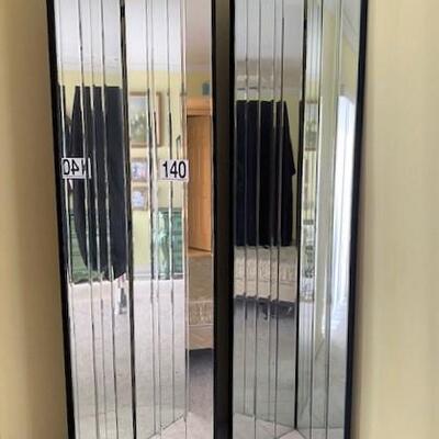 LOT#140MB: 2 Bifold Regency Style Two Piece Mirrored Room Divider
