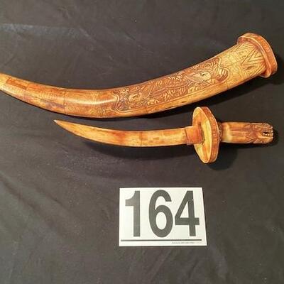 LOT#164MB: Believed to Be Asian Style Decorative Knife w/ Scabbard
