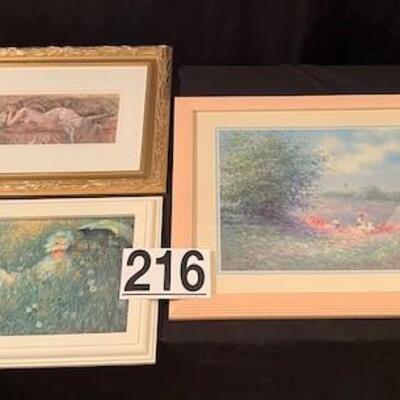LOT#216LR: Assorted 3 Piece Art Lot