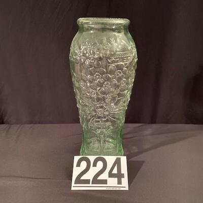 LOT#224LR: Vaseline Glass Believed to Be Vintage Pickle Jar
